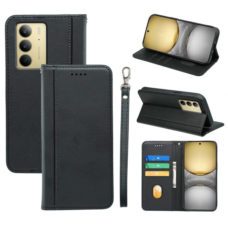 Nahkakotelo Realme C75 Yksinkertainen Hihnalla