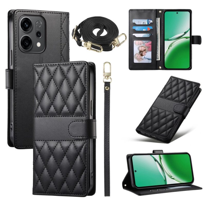 Nahkakotelo Oppo Reno 14 5g Tikattu Malli Jossa Hihna Ja Olkahihna