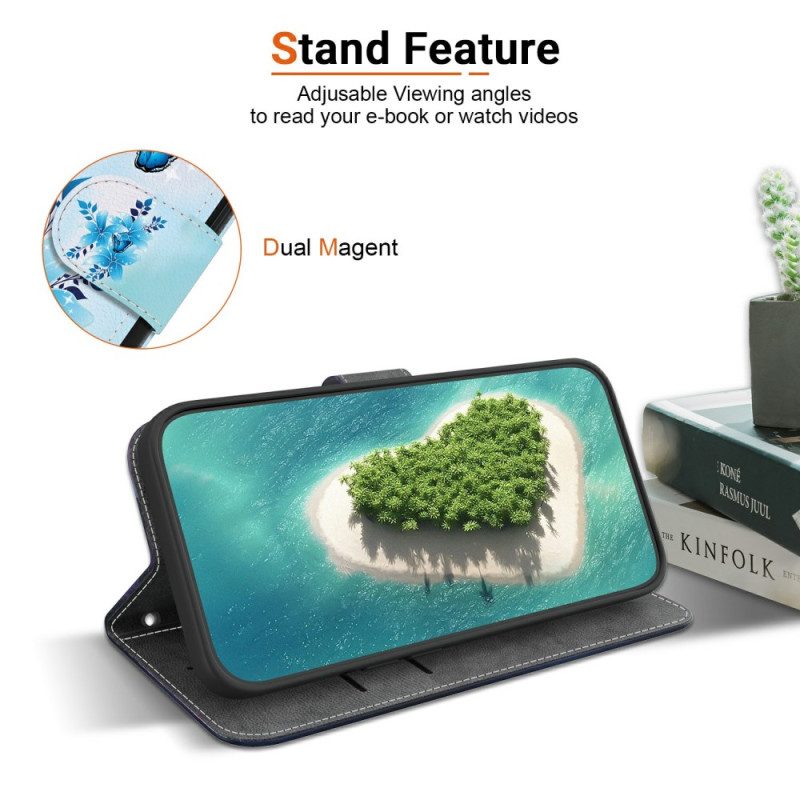 Kotelot Samsung Galaxy S26 Puhelinkuoret Sinisiä Perhosia Ja Kukkia