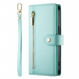 Nahkakotelo Samsung Galaxy S26 Vetoketjullinen Tasku Ja Olkahihnat