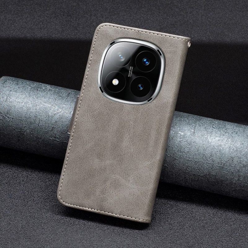 Lederhüllen Xiaomi Redmi Note 14 Pro 5g Handyhülle Schräger Riemenverschluss