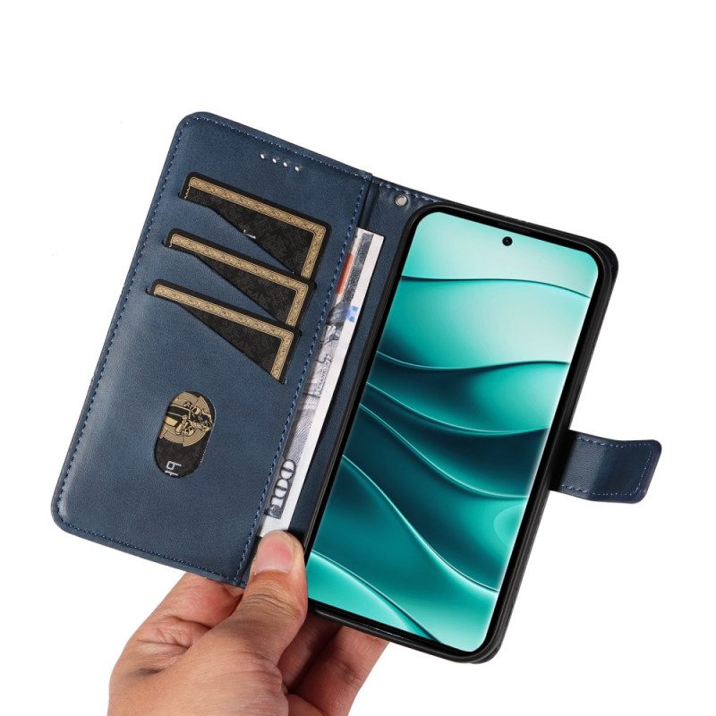 Nahkakotelo Xiaomi Redmi Note 14 Pro 5g Kaksiväriset Hihnaviivat