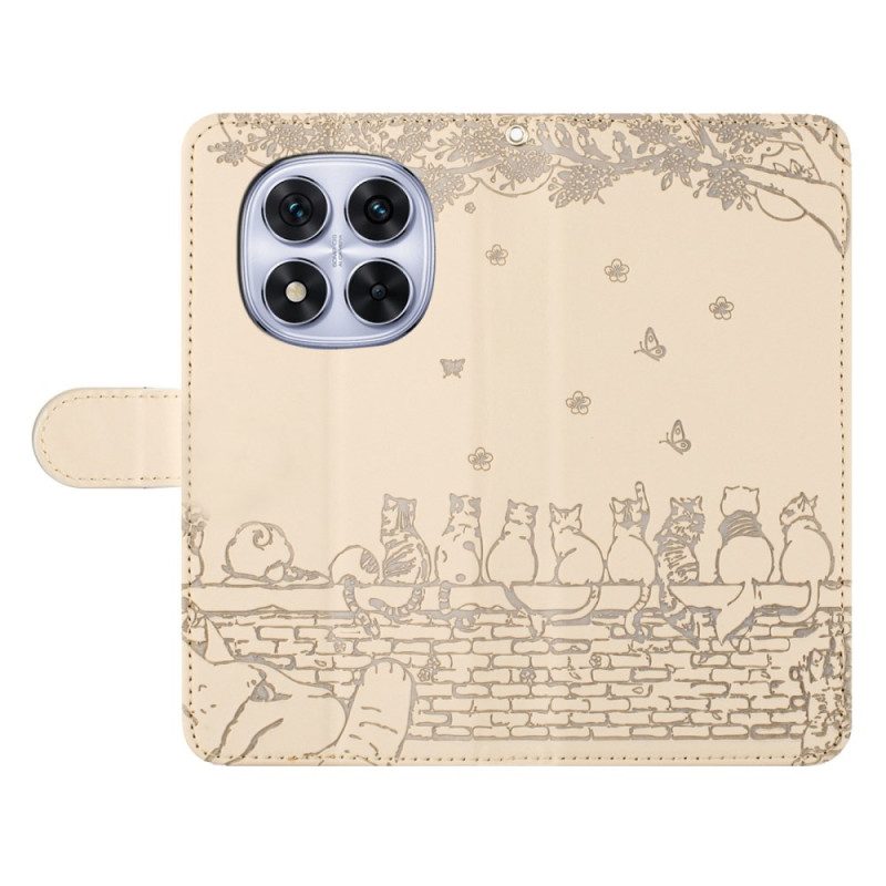 Nahkakotelo Xiaomi Redmi Note 14 Pro 5g Kissakuvio Ja Hihna