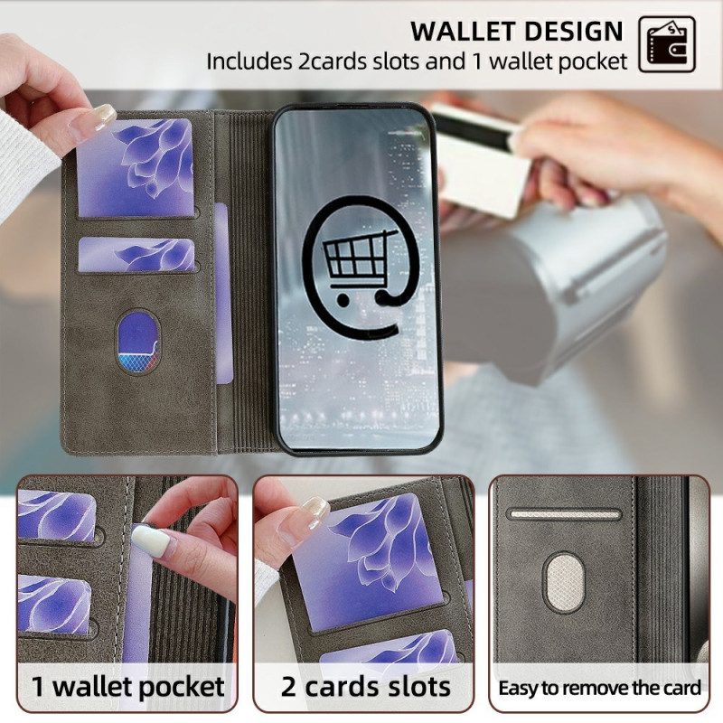 Nahkakotelo Xiaomi Redmi Note 14 Pro 5g Puhelinkuoret Rfid-suojattu Aaltoileva Kuvio