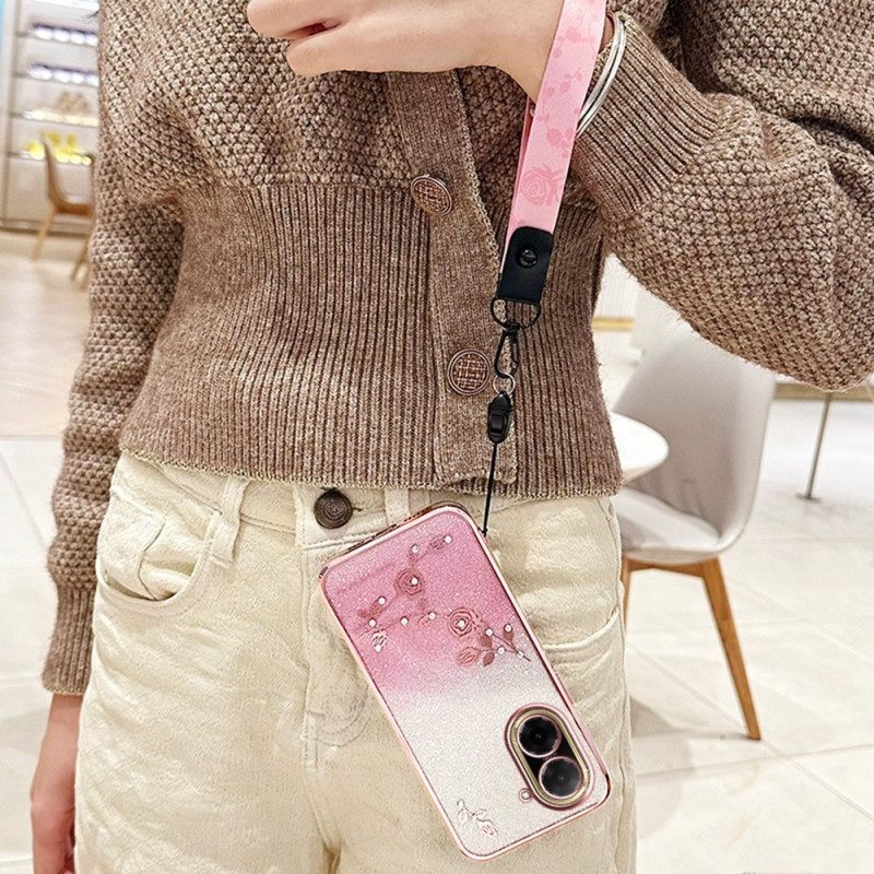 Case Poco C71 Puhelinkuoret Kukat Strassit Ja Kadem-rannekkeet