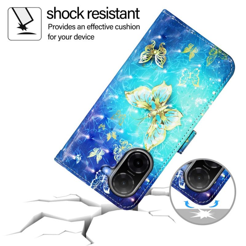 Kotelot Poco C71 Puhelinkuoret Kultaiset Perhoset