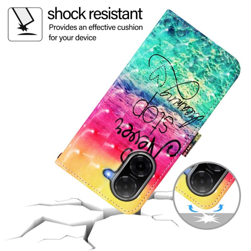 Nahkakotelo Poco C71 Älä Koskaan Lopeta Unelmointia