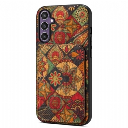 Kuori Samsung Galaxy S25 5g Kukkakuvioinen Korttikotelo Ja Teline