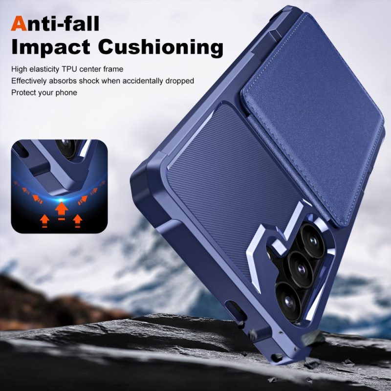 Kuori Samsung Galaxy S25 5g Metallikuvioinen Korttikotelo Ja Teline