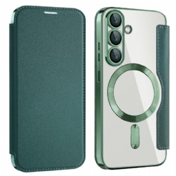 Nahkakotelo Samsung Galaxy S25 5g Nahkaefekti Yhteensopiva Magsafen Ja Rfid-suojauksen Kanssa Suojakuori