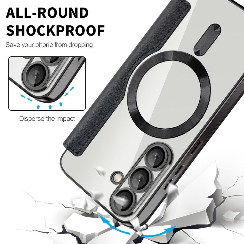 Nahkakotelo Samsung Galaxy S25 5g Nahkaefekti Yhteensopiva Magsafen Ja Rfid-suojauksen Kanssa Suojakuori