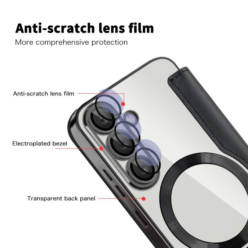 Nahkakotelo Samsung Galaxy S25 5g Nahkaefekti Yhteensopiva Magsafen Ja Rfid-suojauksen Kanssa Suojakuori