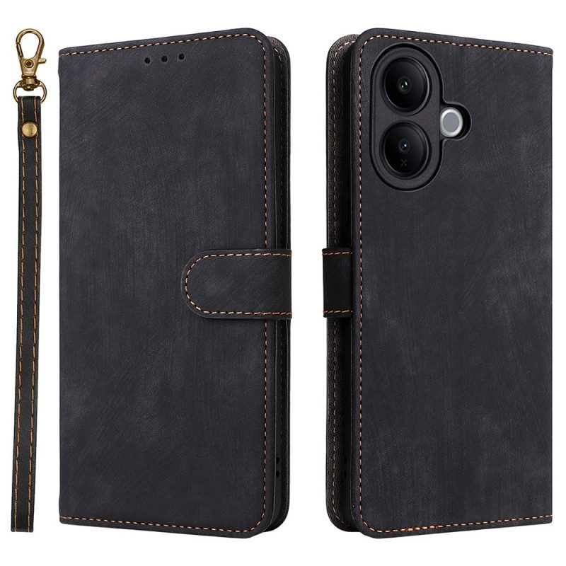 Kotelot Vivo V60 Lite Mokkanahkakuvio Ja Hihnat