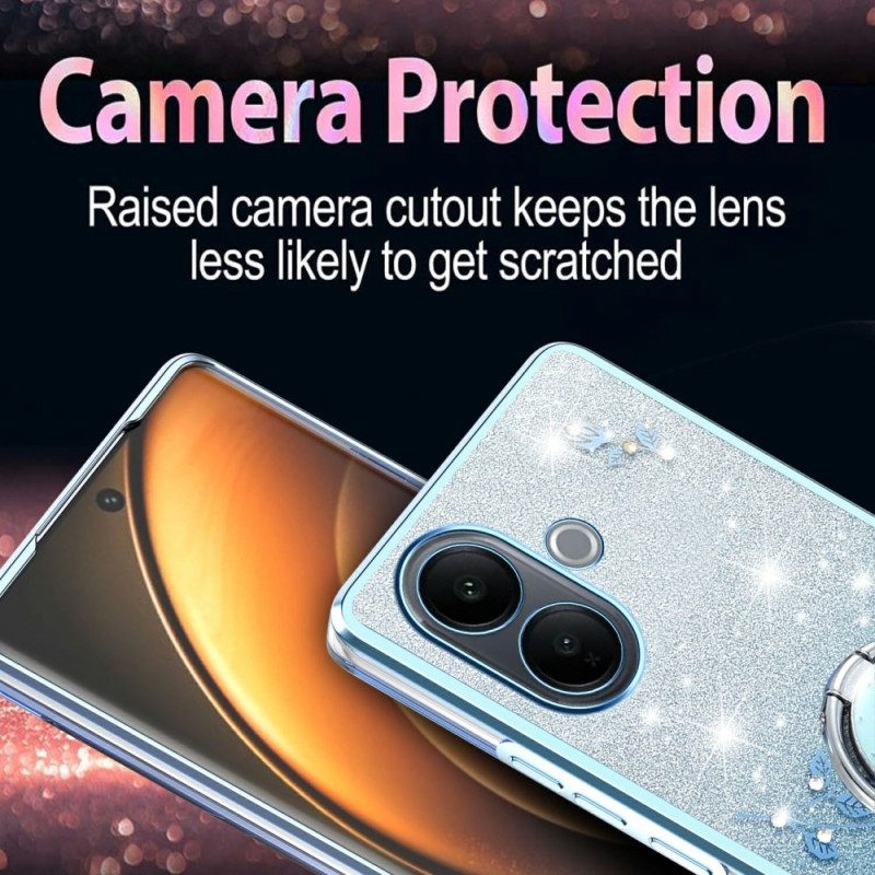 Puhelinkuoret Vivo V60 Lite Sormustelineellä Ja Liukuvärjätyillä Paljeteilla