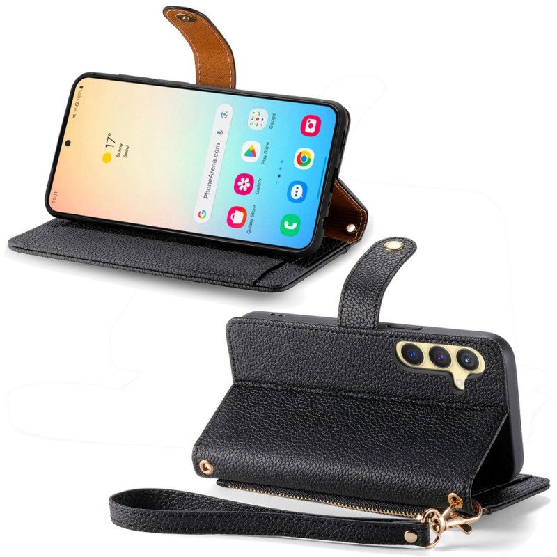 Kotelot Samsung Galaxy S25 Plus 5g Nahkalompakko Jossa Rfid-suojattu Vetoketjutasku Suojakuori