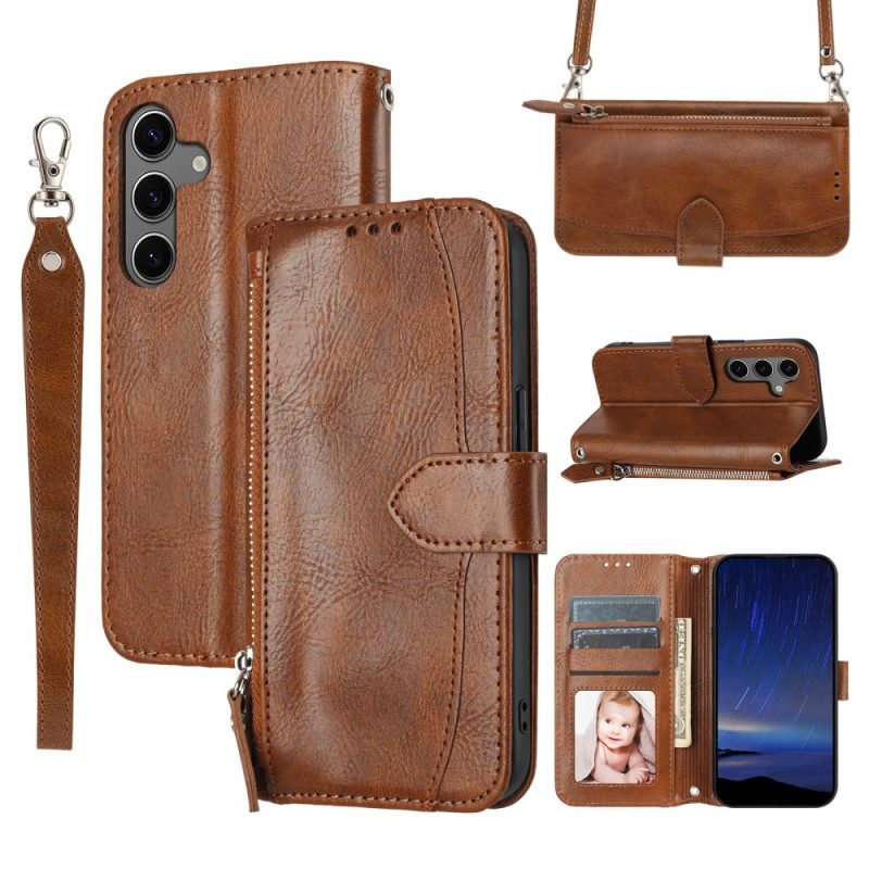 Kotelot Samsung Galaxy S25 Plus 5g Vetoketjullinen Tasku Ja Olkahihna Suojakuori