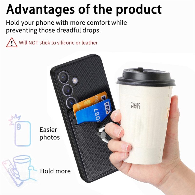 Kuori Samsung Galaxy S25 Plus 5g Hiilikuitukorttikotelo Ja Sormuskotelo