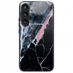 Kuori Samsung Galaxy S25 Plus 5g Musta Ja Vaaleanpunainen Marmorikarkaistu Lasi