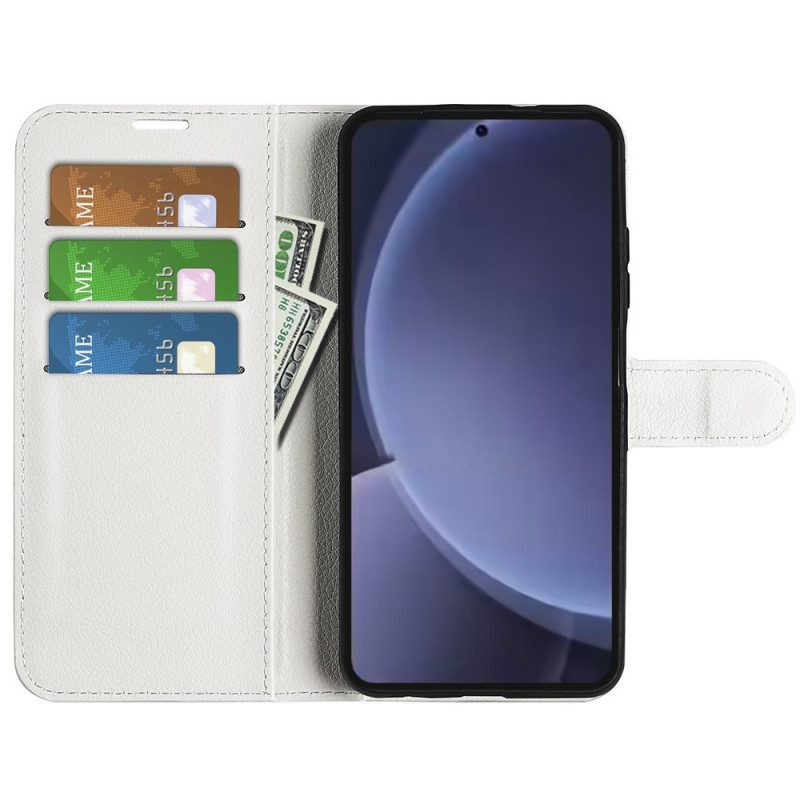 Nahkakotelo Samsung Galaxy S25 Plus 5g Klassinen Litsikuvioinen Keinonahka