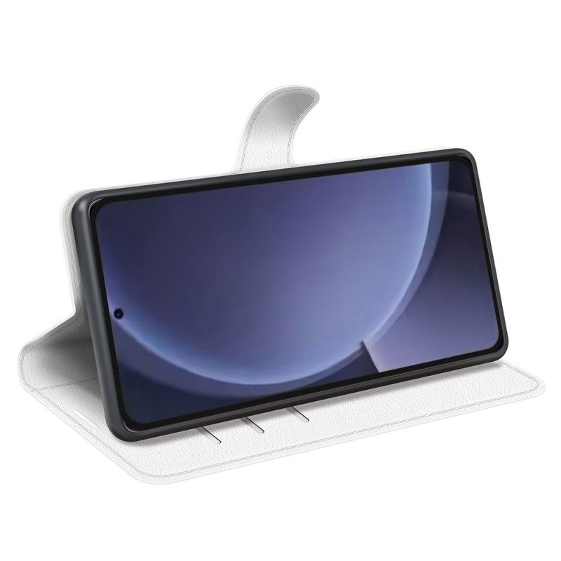 Nahkakotelo Samsung Galaxy S25 Plus 5g Klassinen Litsikuvioinen Keinonahka