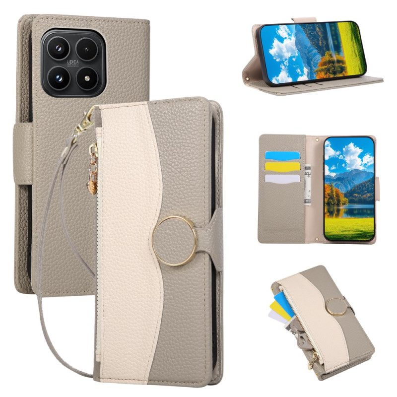 Kotelot Xiaomi 17 Kaksivärinen Lompakko Rannehihnalla Suojakuori