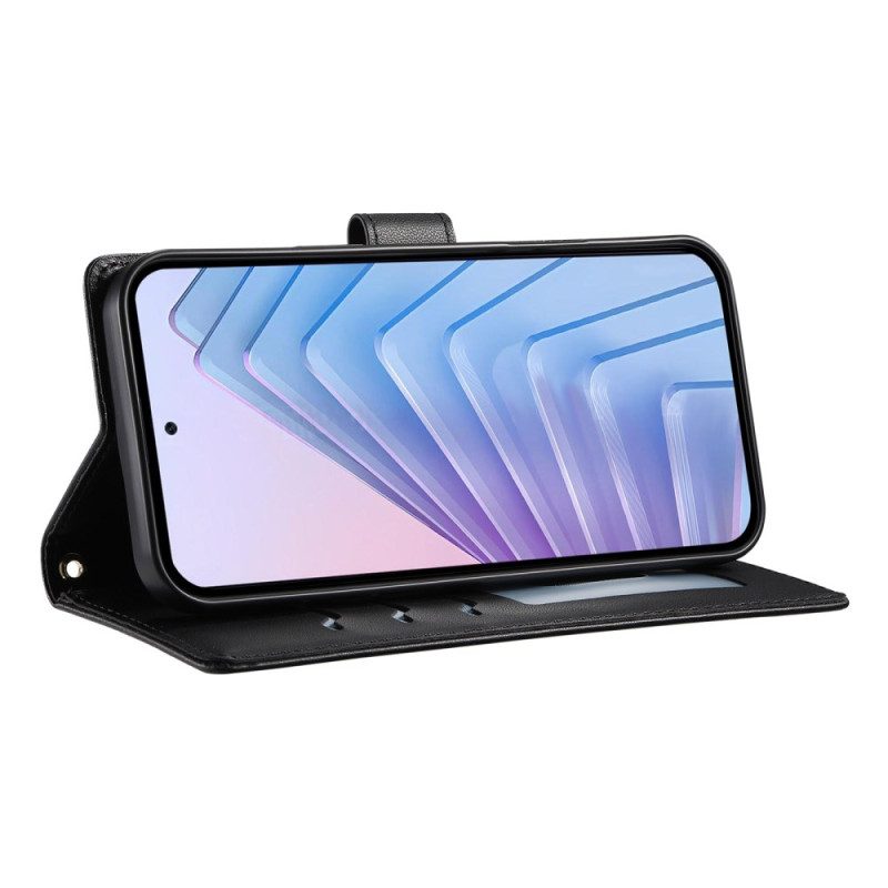 Nahkakotelo Xiaomi 17 Tikattu Hihnoilla