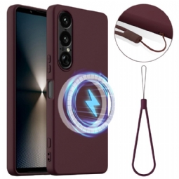 Kuori Sony Xperia 1 Vii Magsafe-yhteensopiva Silikoni Ja Nauha