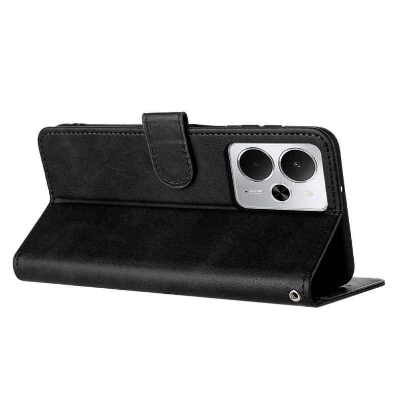 Kotelot Realme 14 5g Nahkaefekti Kaulanauhalla Suojakuori