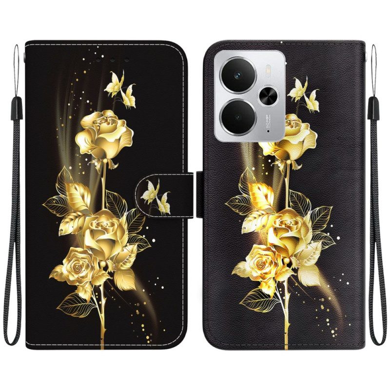 Kuoret Realme 14 5g Kultaisia Ja Vaaleanpunaisia Perhosia