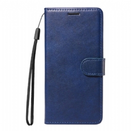 Nahkakotelo Realme 14 5g Yksivärinen Nahkaefekti Hihnalla