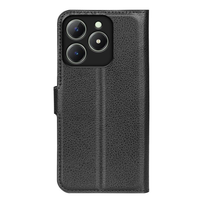 Kotelot Realme Note 60x Klassinen Litsikuvioinen Tekonahka