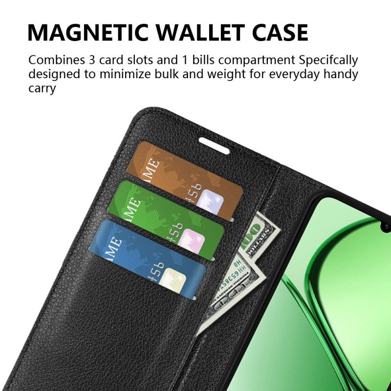 Kotelot Realme Note 60x Klassinen Litsikuvioinen Tekonahka