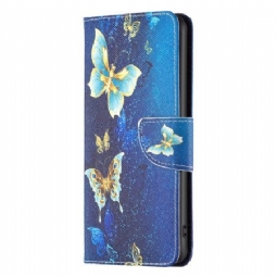 Nahkakotelo Realme Note 60x Kultaiset Perhoset