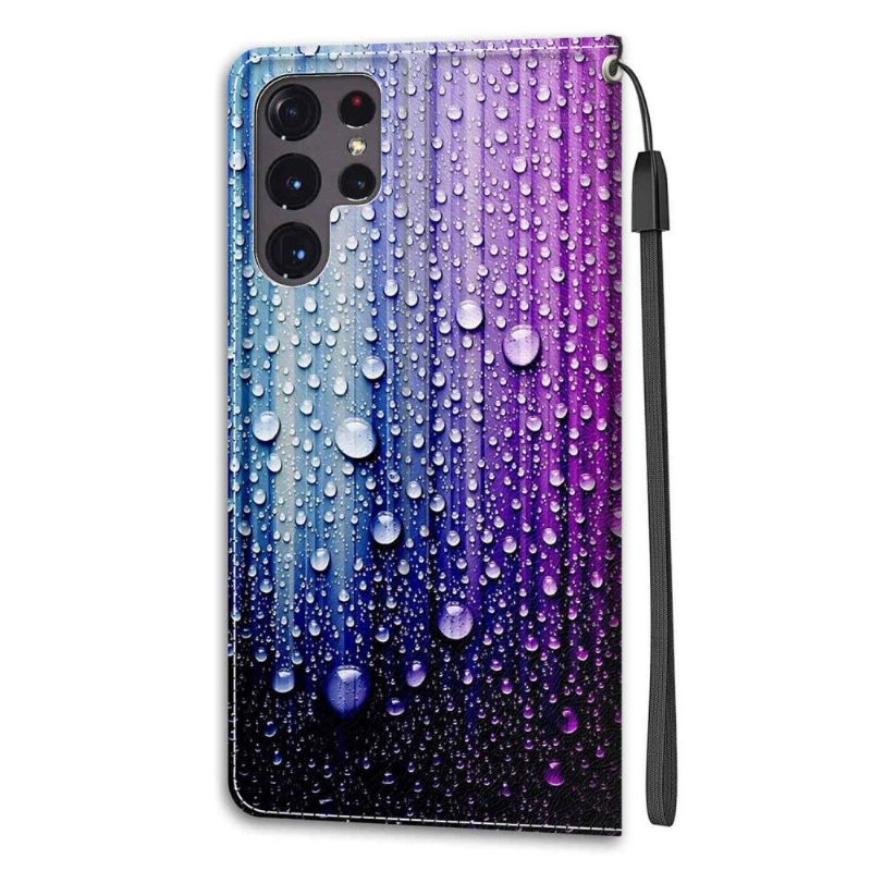 Nahkakotelo Samsung Galaxy S22 Ultra 5G Murtumaton Puhelinkuoret Vesipisarat