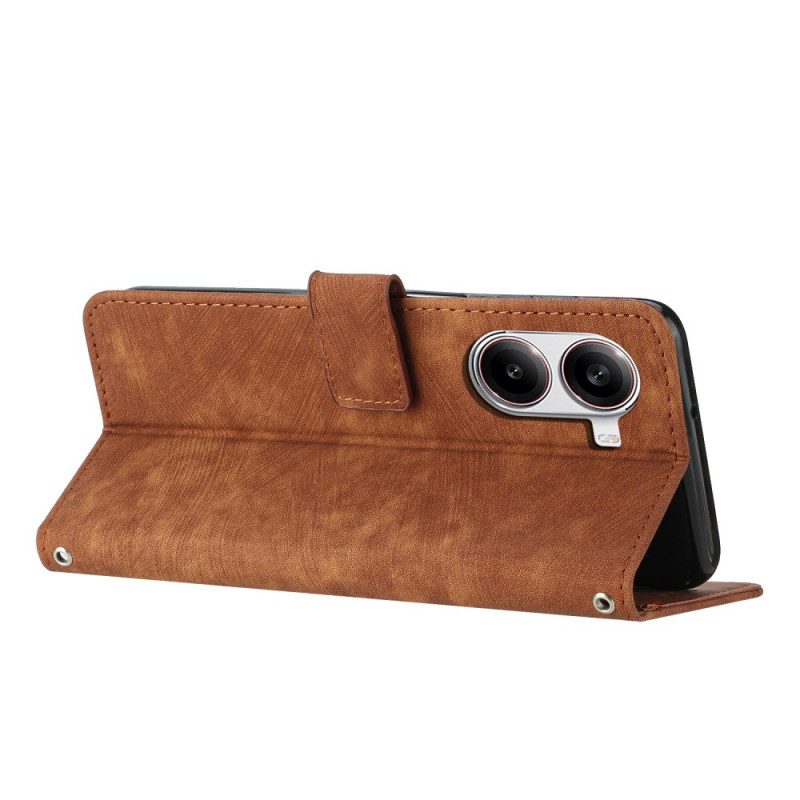 Nahkakotelo Poco X7 Pro 5g Mokkanahkaefekti Raidoilla