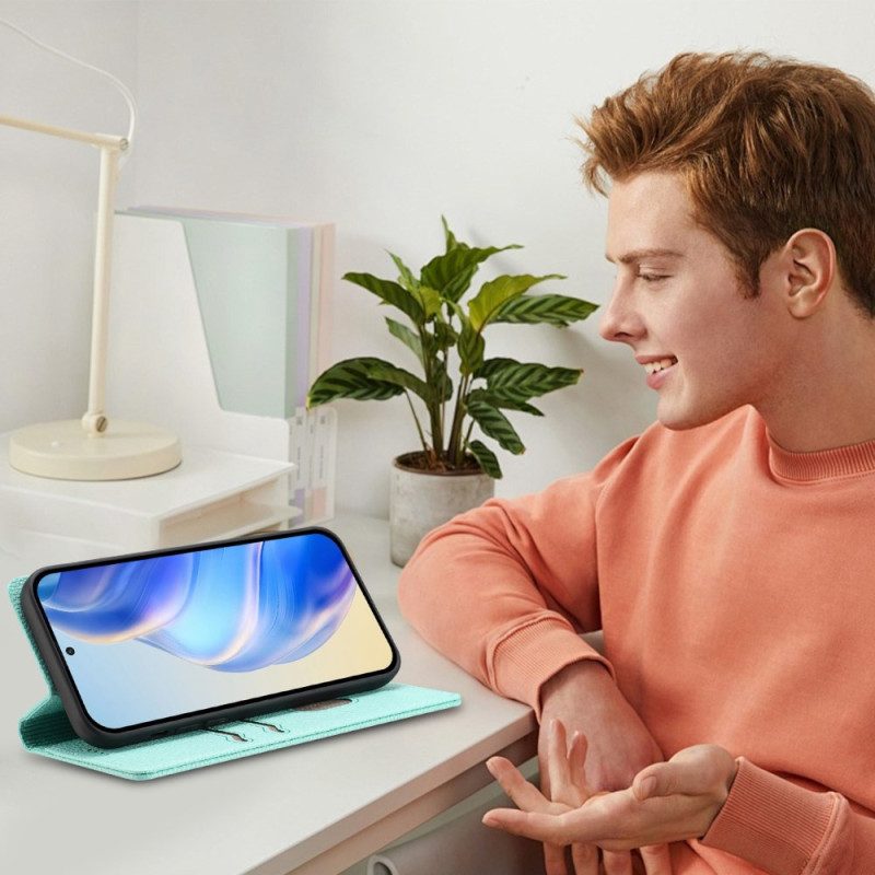 Nahkakotelo Poco X7 Pro 5g Teksturoitu Nahkaefekti Rfid-esto Suojakuori