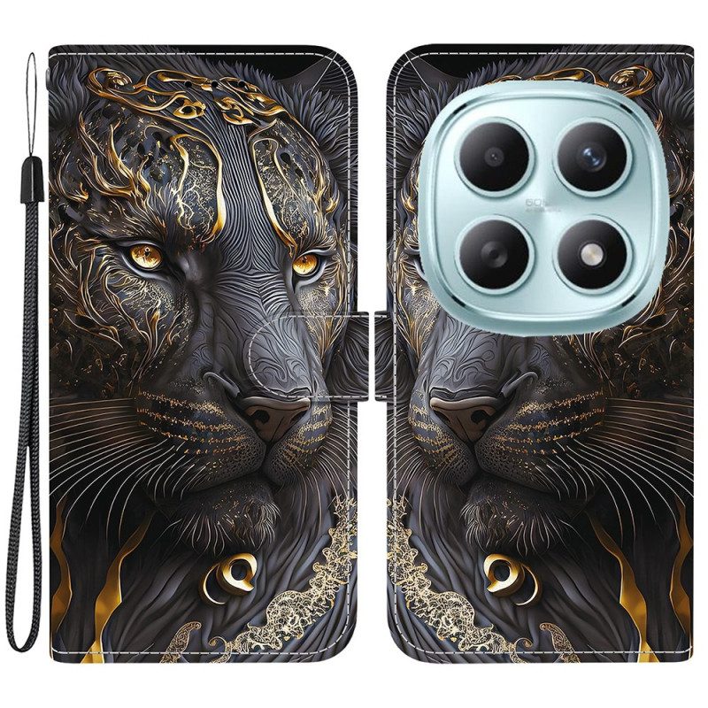 Nahkakotelo Xiaomi Redmi Note 15 5g Leijona Ja Kulta