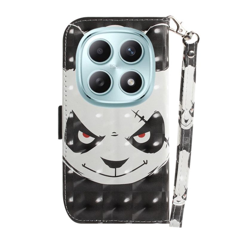 Nahkakotelo Xiaomi Redmi Note 15 5g Vihainen Panda Ja Nauha