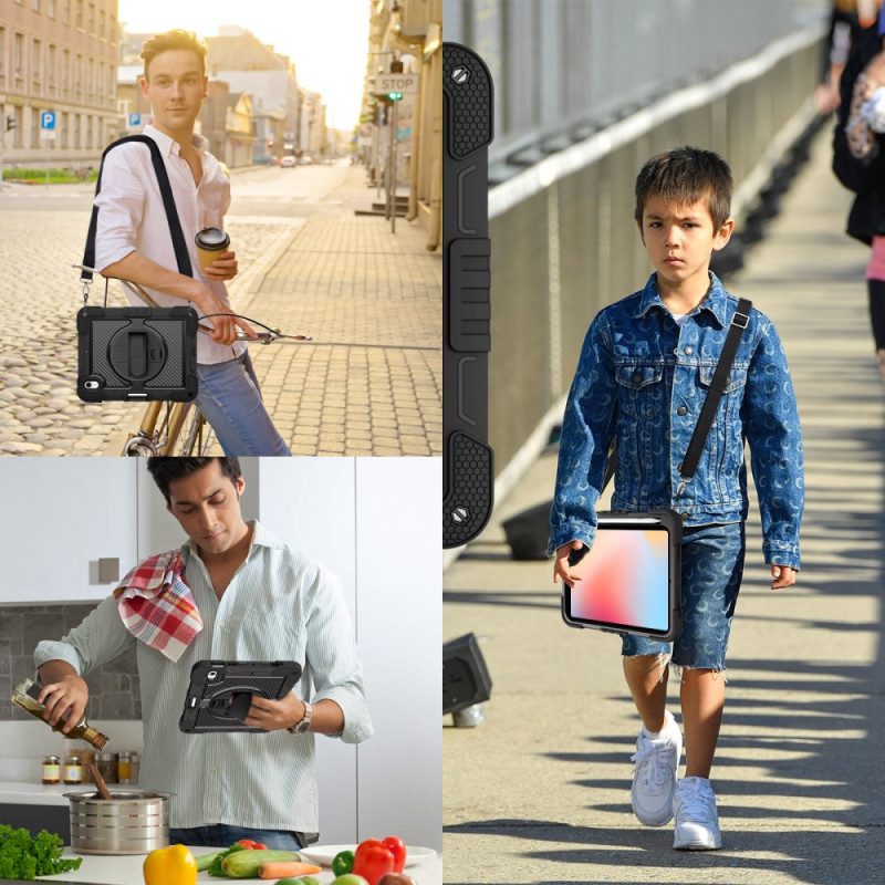 Kuori iPad (2025) Kaksivärinen Jalusta Ja Olkahihna