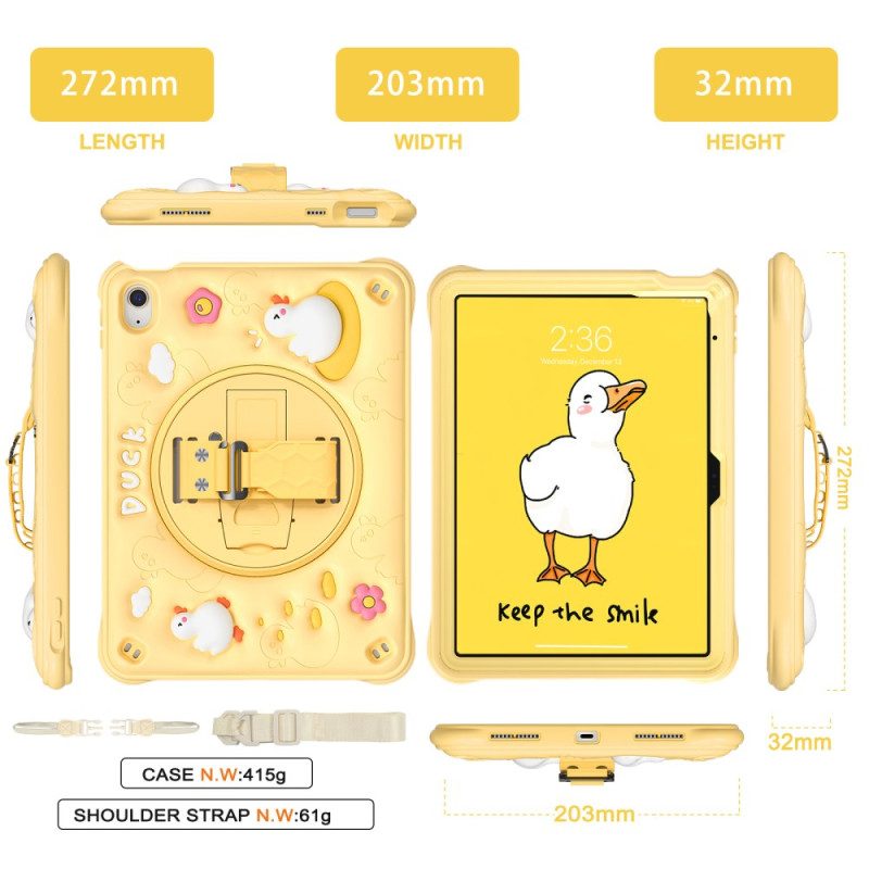 Kuori iPad (2025) Lasten Ankan Jalusta Ja Olkahihna Suojakuori