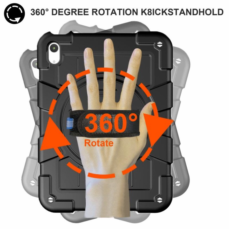 Puhelinkuoret iPad (2025) Tukeva Pyörivä Hihna Ja Jalusta