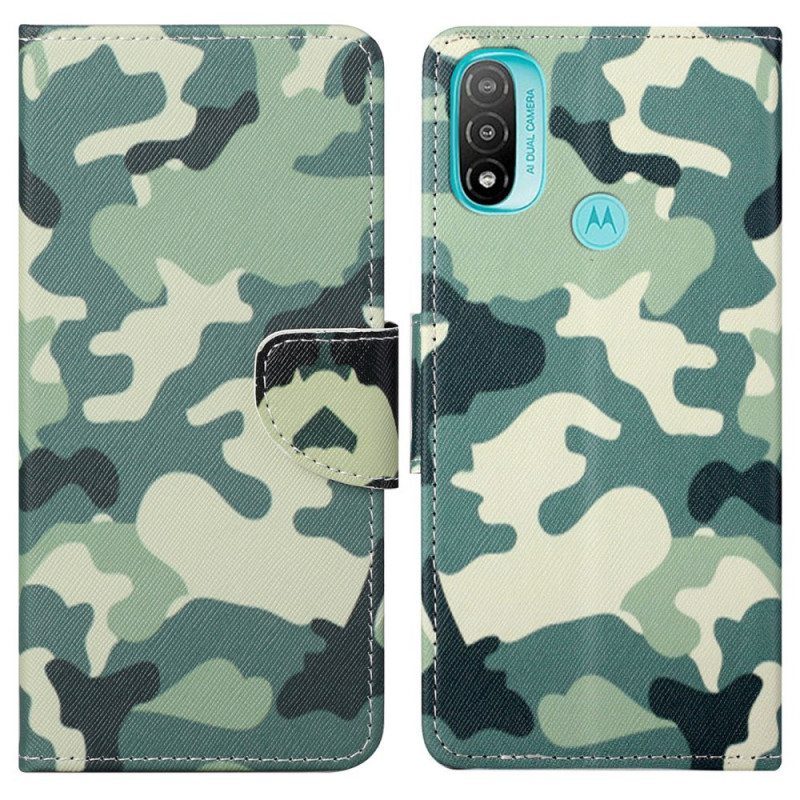 Nahkakotelo Moto G71 5G Sotilaallinen Naamiointi